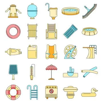 Swimming equipment icon set vector color イラスト素材