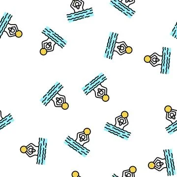 Swimming exercise for elderly people vector seamless pattern Stock Illustration