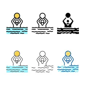 Swimming exercise for elderly simplified people color icon vector Stock Illustration