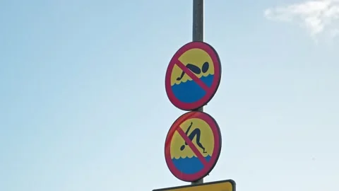 Sign Swimming Forbidden Stock Footage ~ Royalty Free Stock Videos | Pond5
