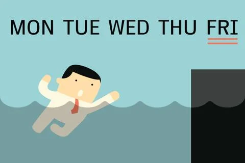 Swimming to friday Stock Illustration
