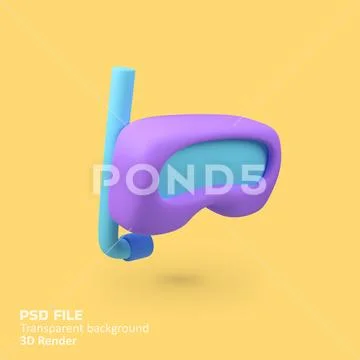Swimming googles isolated 3d render icon illustration PSD-Vorlage