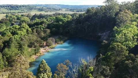 Swimming hole and trees flyover 4K  Stock Footage 228595147