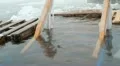 Swimming in the ice-hole on the river HD Footage