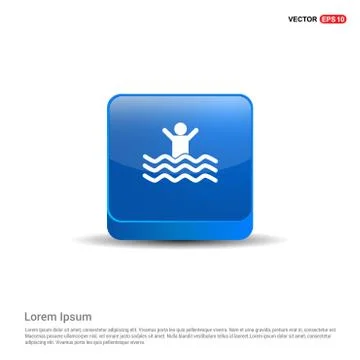 Swimming Icon - 3d Blue Button Illustrazione stock