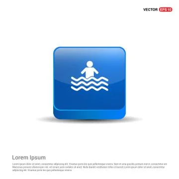 Swimming Icon - 3d Blue Button Illustrazione stock