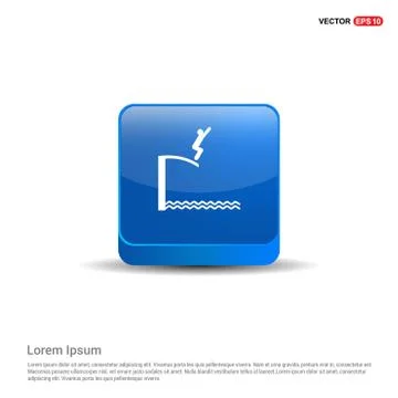 Swimming Icon - 3d Blue Button Illustrazione stock