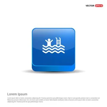Swimming Icon - 3d Blue Button Illustrazione stock