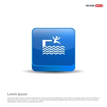 Swimming Icon - 3d Blue Button 스톡 일러스트