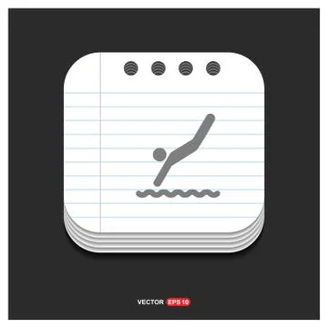 Swimming Icon Gray icon on Notepad Style template Vector EPS 10 Free Icon Stock Illustration