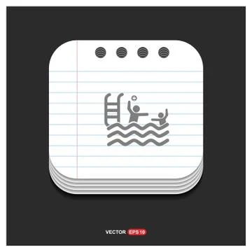 Swimming Icon Gray icon on Notepad Style template Vector EPS 10 Free Icon Illustrazione stock
