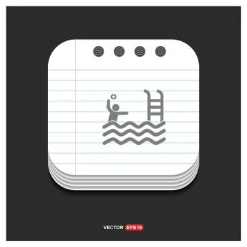 Swimming Icon Gray icon on Notepad Style template Vector EPS 10 Free Icon Illustrazione stock