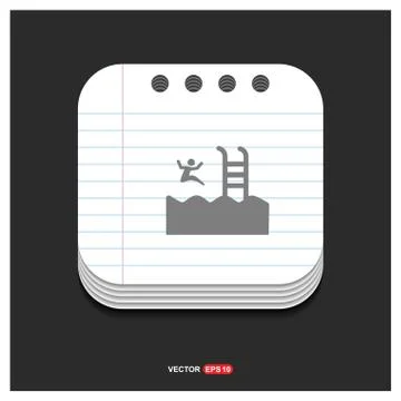 Swimming Icon Gray icon on Notepad Style template Vector EPS 10 Free Icon Stock Illustration