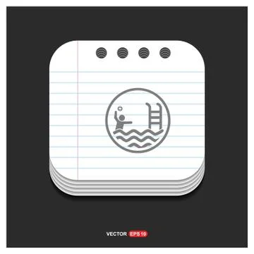 Swimming Icon Gray icon on Notepad Style template Vector EPS 10 Free Icon イラスト素材