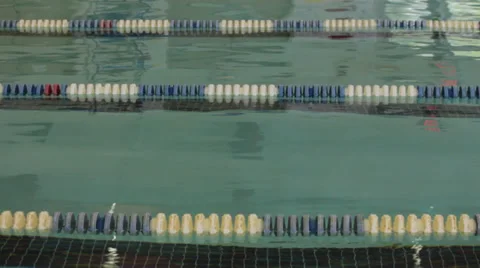 Swimming lanes marked off in pool Stock Footage 37439949
