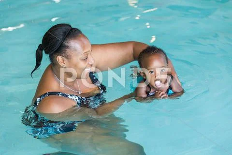 Swimming lesson Stock Photos