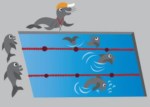 Swimming lessons 1 Stock Illustration