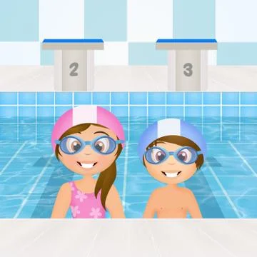 Swimming lessons for children Stock Illustration