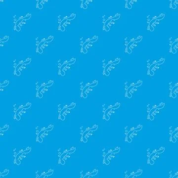 Swimming lizard pattern vector seamless blue Stock Illustration
