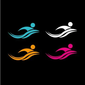 Swimming logo design Vector Template icon Illustrazione stock