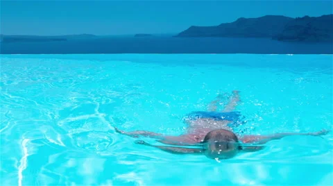 Swimming in luxury pool Stock Footage 40618818