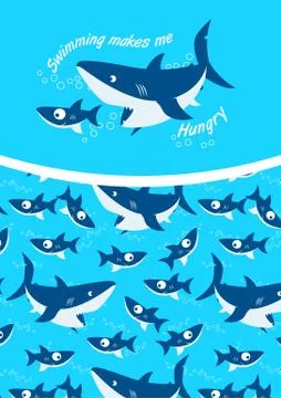 Swimming makes me hungry repeat pattern background Stock Illustration