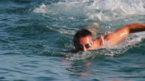 Swimming man 2 Stock Footage 12643943