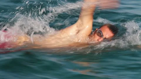Swimming Man Stock Footage 12047921