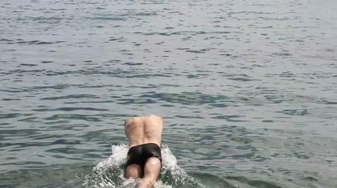 Swimming man Stock Footage 54957078