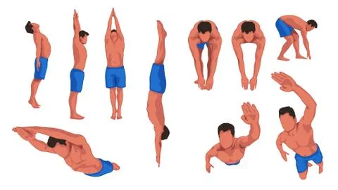 Swimming man set Stock Illustration