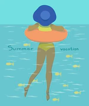 Swimming in the ocean Stock Illustration