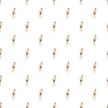 Swimming people repeating seamless pattern flat design Stock Illustration