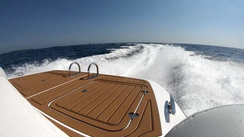 Swimming platform on a small inflatable boat. Stock Footage 121142301