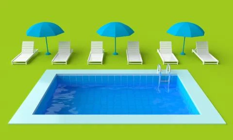 Swimming pool. 3d rendering Illustrazione stock