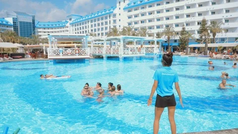 Swimming pool activities Stock Footage 111143093