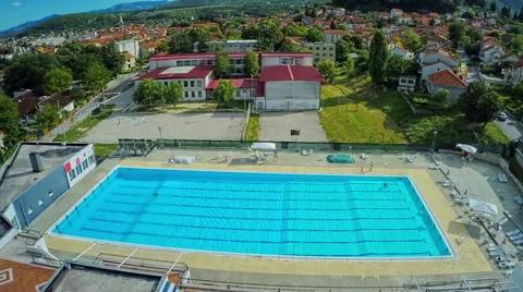 Swimming pool, aerial shot Stock-Footage 42855729