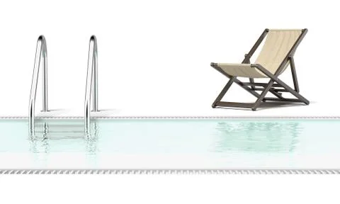 Swimming pool and empty resting chair Stock Illustration