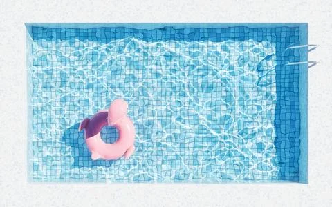 Swimming pool and floating , 3d rendering. 스톡 일러스트