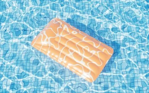 Swimming pool and floating air mattress, 3d rendering. Stock Illustration
