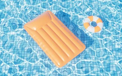 Swimming pool and floating air mattress, 3d rendering. Illustrazione stock