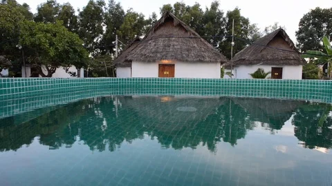 Swimming pool and water reflection Stock Footage 95821912