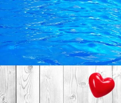 Swimming pool and wooden deck ideal for backgrounds Stock Photos