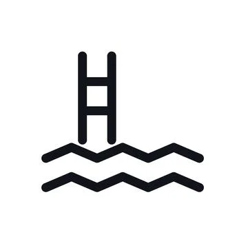 Swimming Pool Black White Line Icon Editable Stroke Vector Symbol Stock Illustration