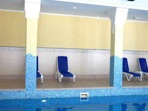 Swimming pool with blue leagues Stock Footage 78627978