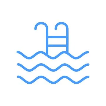 Swimming pool blue single flat icon. Vector isolated on white. Stock Illustration