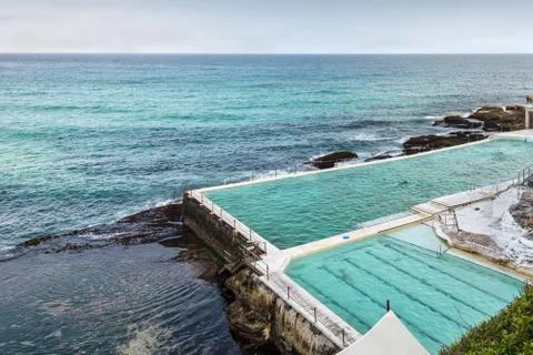 Swimming pool in bondi beach Stock Photos