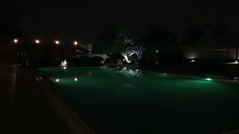 Swimming pool changing colours in luxury hotel, Nouakchott, Mauritania Vídeo Stock 150486738