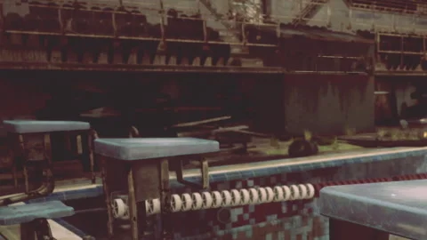 Swimming pool in a closed facility with worn equipment and empty water Stock Footage 345054191