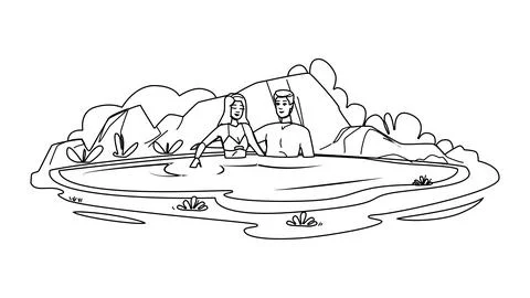 Swimming pool couple vector Stock Illustration