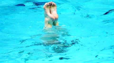 Swimming Pool Dancing Dive Young Women Legs 1 Stock Footage 44354075